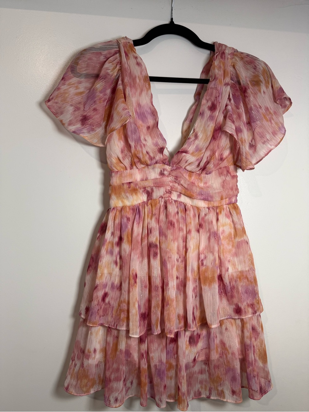 Lulu’s Floral Pink V-Neck Women's Dress